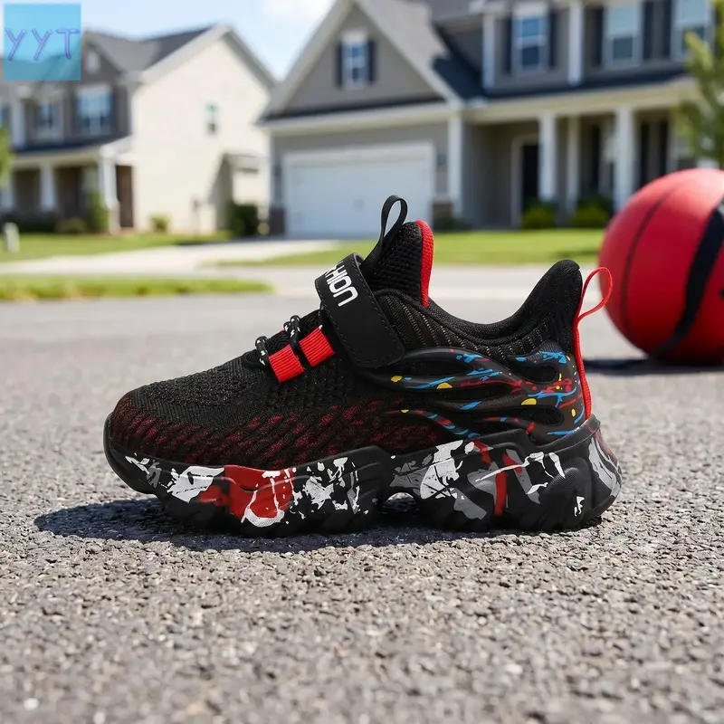 YYT1  Kids Running shoes boy casual shoes Athletic Fashion Sneaker Lightweight Breathable Children Walking shoes Trainer Footwear Sneakers Back to School