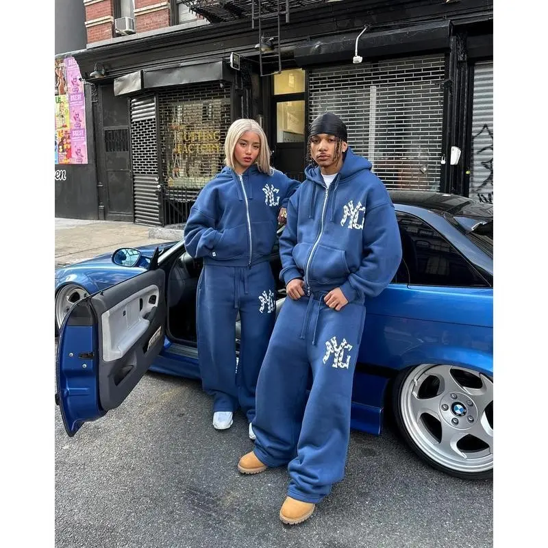 New men's and women's two-piece pants set, American streetwear men's clothing