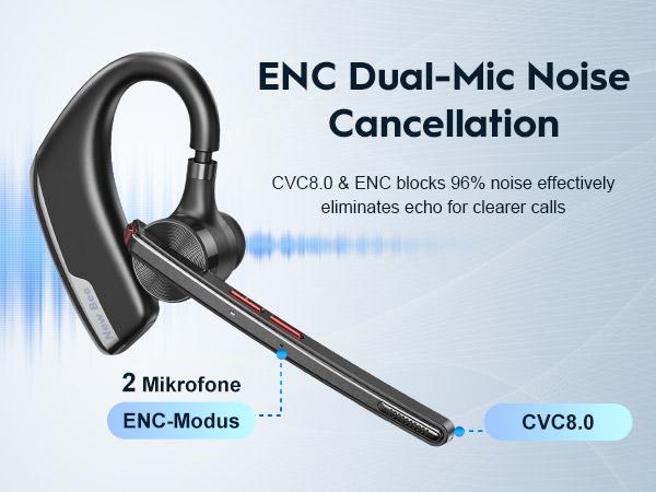 New bee Bluetooth Trucker Headset, Wireless Bluetooth Earpiece for Cellphone with 500mah Charging Case 80h Playtime V5.2 Dual Mic Noise Cancelling Hands-Free Earphones for Office Driver Audio Headphones Earbud Electronic Chargeable