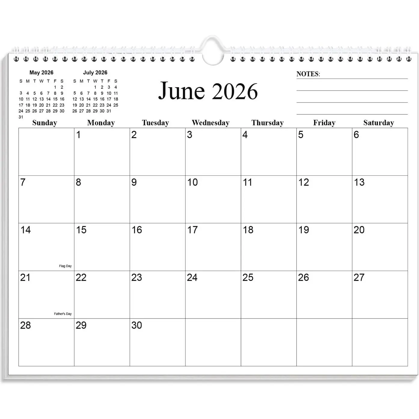 2026-2027 Calendar - Calendar 2026-2027 from July 2026 to December 2027, 8.5" x 11", Black