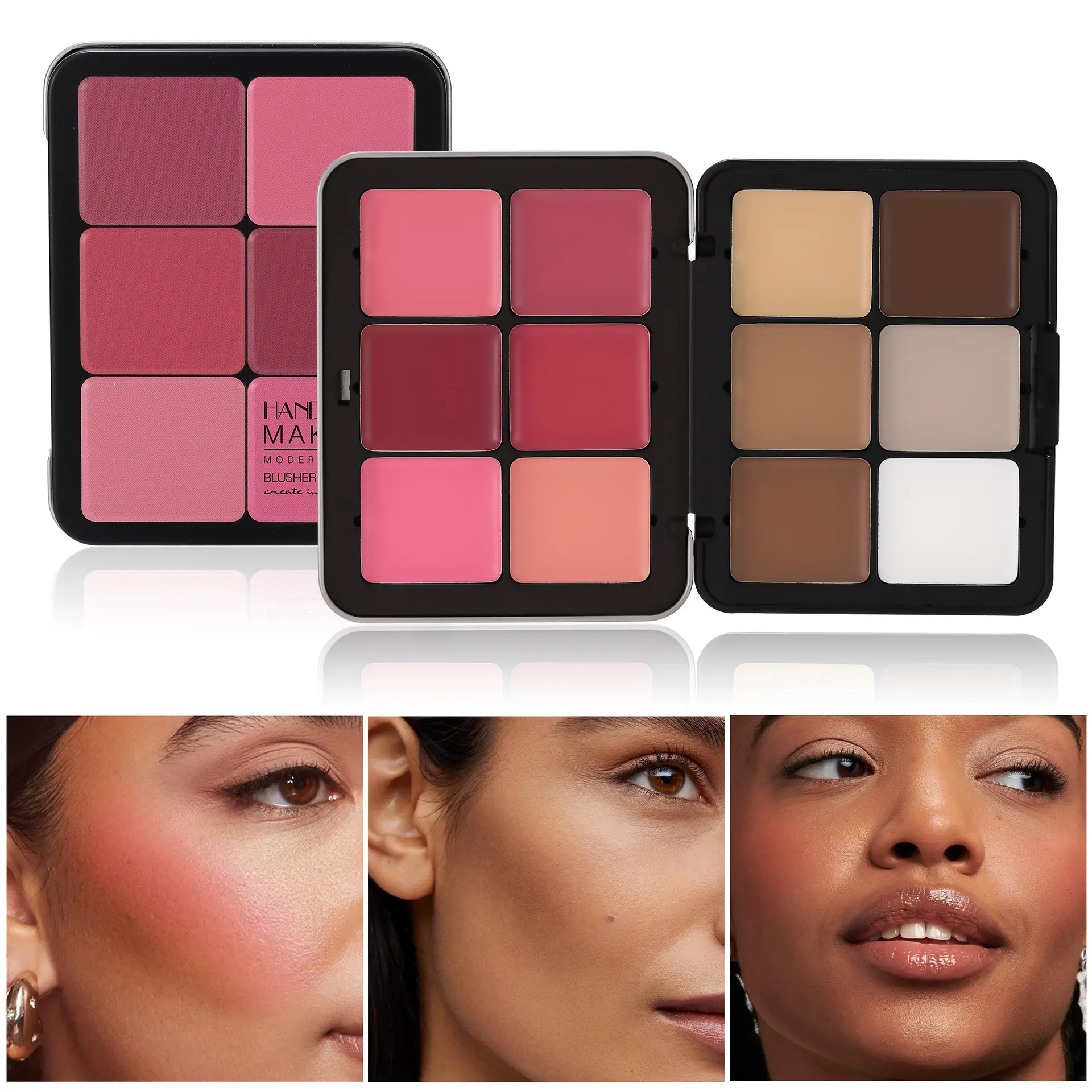 Multi-functional Tin Case Beauty Palette - 1-in-1 Matte Blush, Concealer, Highlighter, Contour for Portable Contouring, Easy Apply Cream Face Sculpting Beauty Products