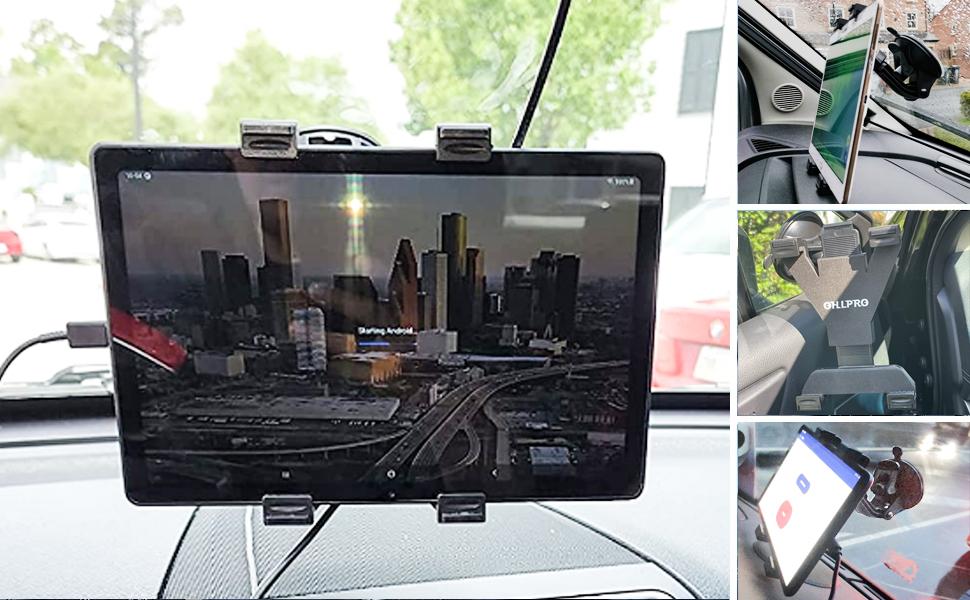 OHLPRO Dashboard Tablet Holder for Car, iPad Car Holder Suction Cup Mount Compatible with 7"-13" Tablets, Truck Windshield Vent with Flexible Arm Clip, Sturdy Adjustable Design, 360° Rotation, Black OHLPRO Dashboard Tablet Holder for Car, iPad Car Holder Suction Cup Mount Compatible with 7"-13" Tablets, Truck Windshield Vent with Flexible Arm Clip, Sturdy Adjustable Design, 360° Rotation, Black