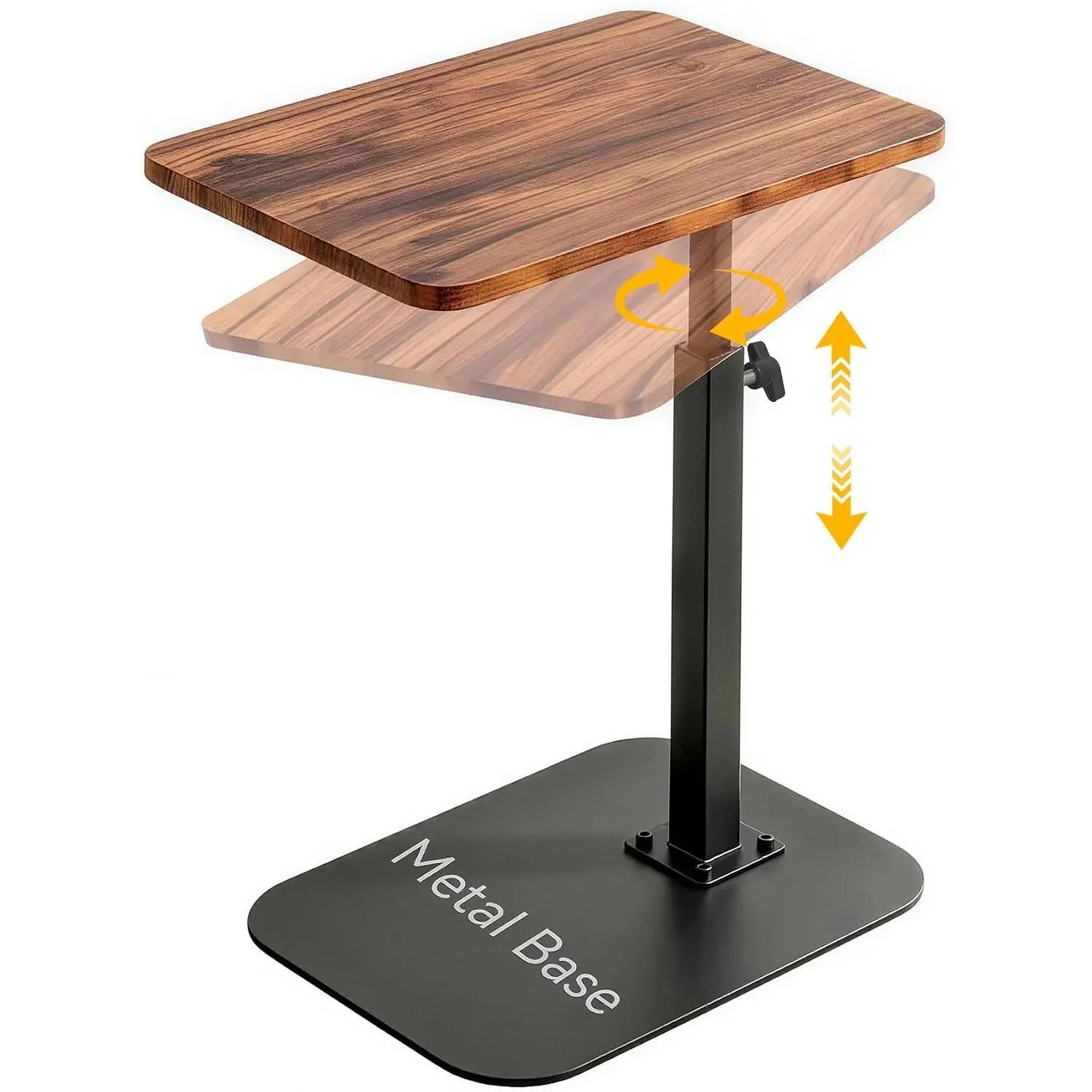 Adjustable TV Tray Table, 360° Swivel C-Shaped End Table that Slides Under Couch, Sofa, Bed, Recliner Chair, Small Side Table Desk for Laptop, Food Eating, Living Room, Bedroom, Small Spaces