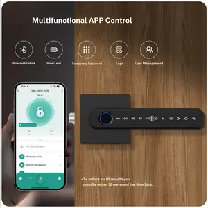 Smart Fingerprint Door Lock, Keyless Entry with Handle, Supports APP/ic Card/password/key/fingerprints, Ideal for Home, Hotel, Office