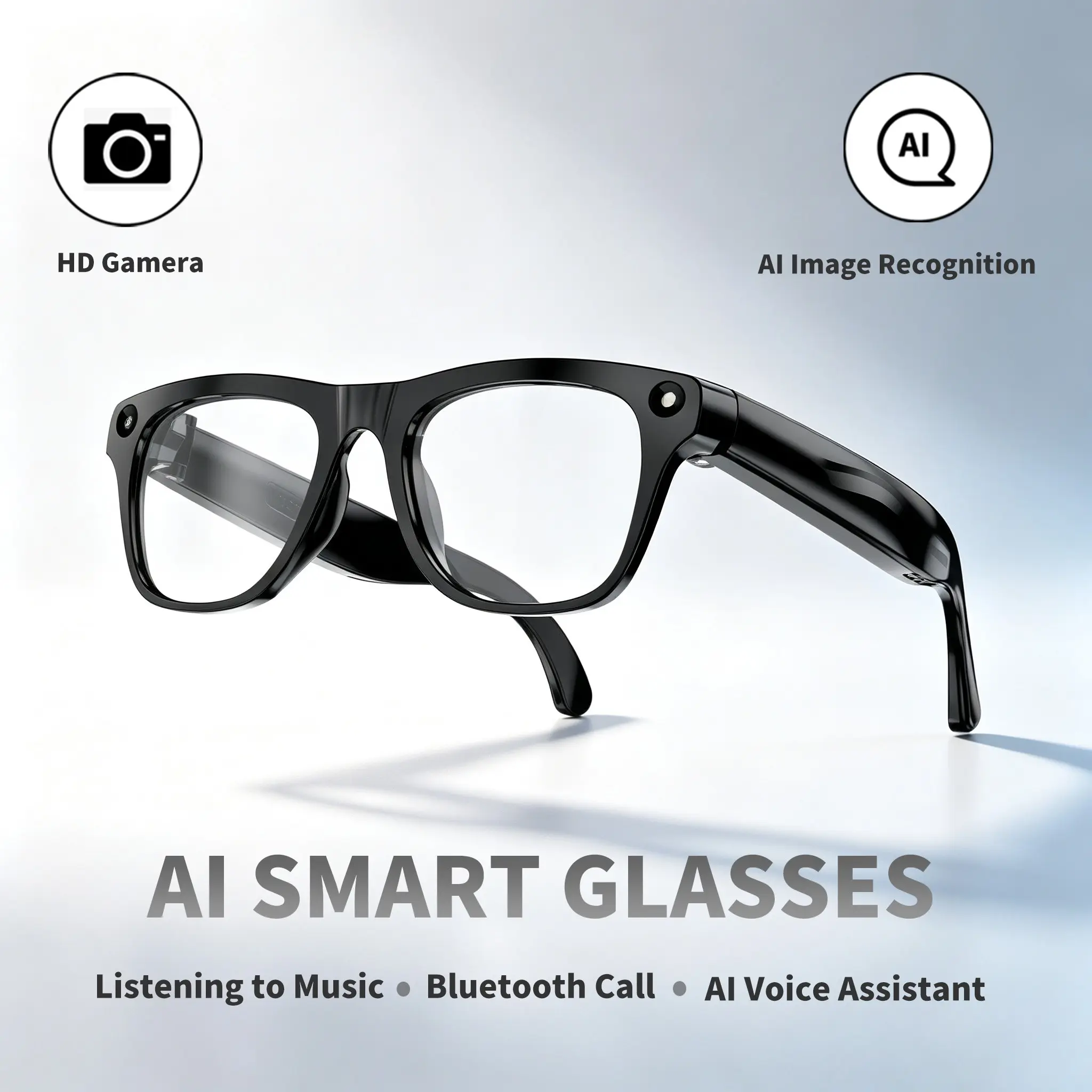 Smart Glasses Xkone 1080P HD Camera, Bluetooth-compatible Call Chat, Gpt Deepseek APP, Voice Wake-Up, Music Player, WiFi Transfer, 290mah, Unisex, Daily Use, Office, Travel, Smart Audio Glasses