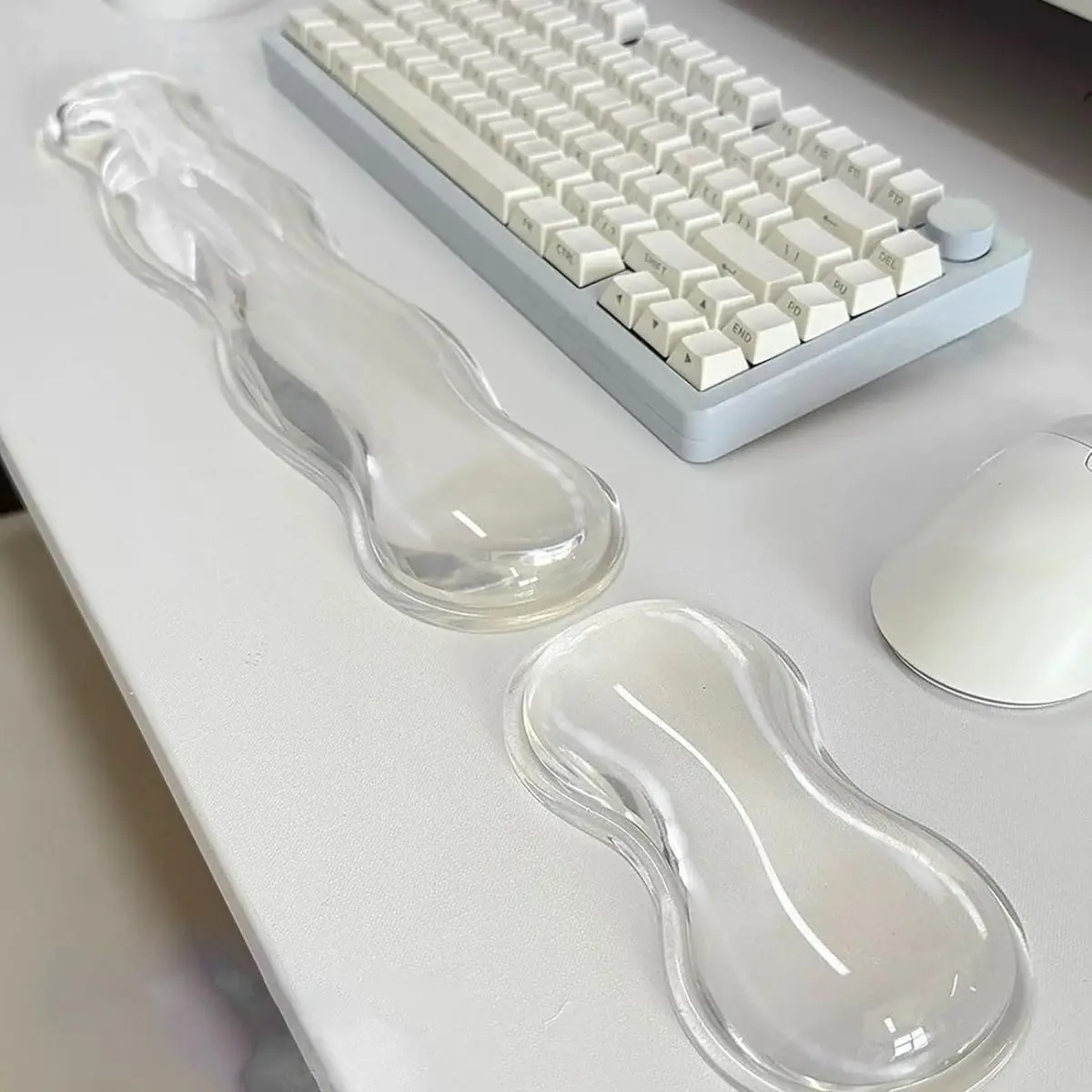 Ergonomic Gel Wrist Rest Set, Transparent Silicone Keyboard & Mouse Wrist Support Pad, Non-Slip Office Desk Hand Cushion