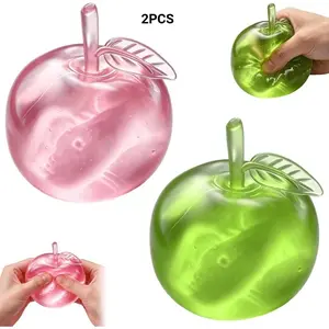 Apple Squishy Toys 2-Pack, Soft Squeeze Stress Relief Set for Adults & Kids, Super Slow Rising Mochi Sensory Toy, Anxiety Calming Fidget Pack, Birthday Party Idea for Children
