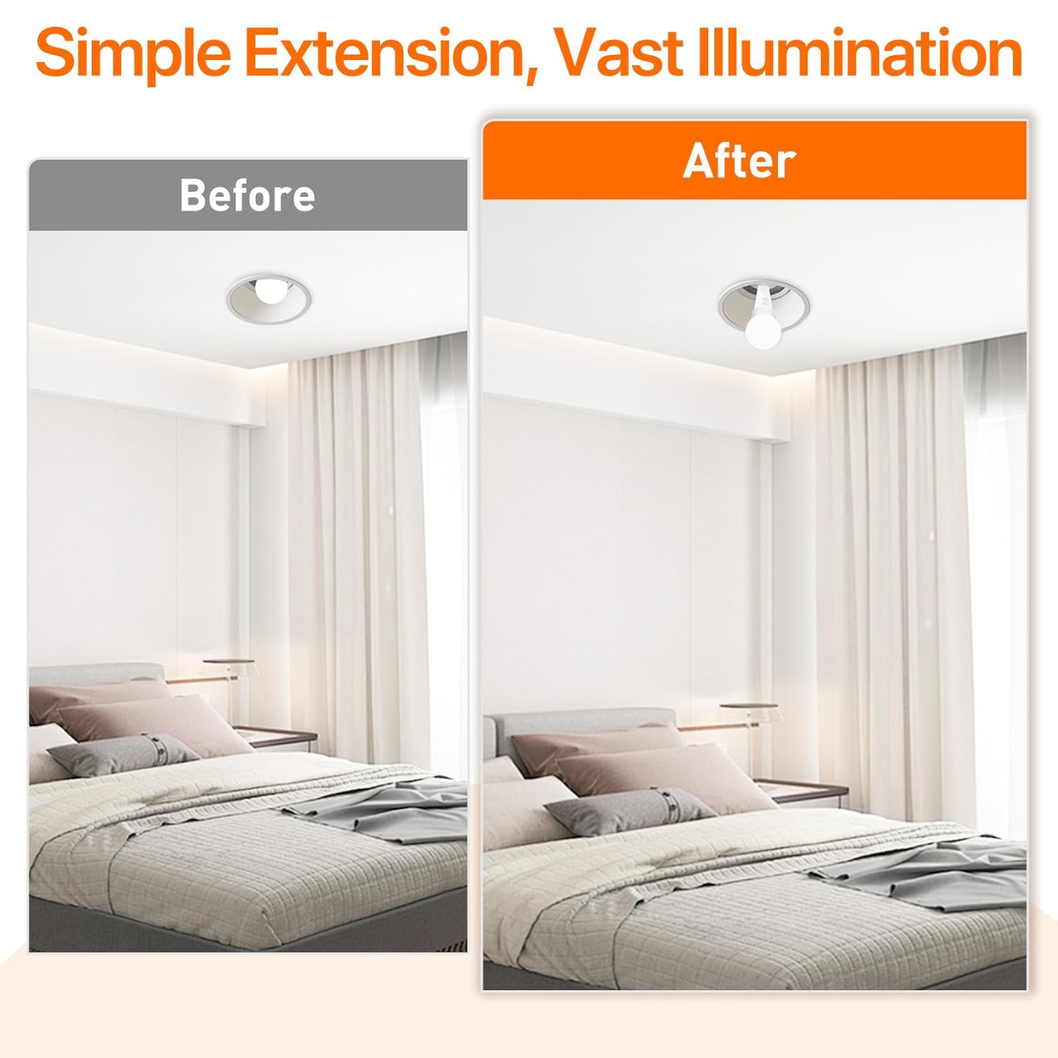 E26 to E26 Bulb Light Socket Extender Adapter Standard Medium Base Max 200W 0-250V 6.2 CM / 2.55 Inch Extension, 2 Pack