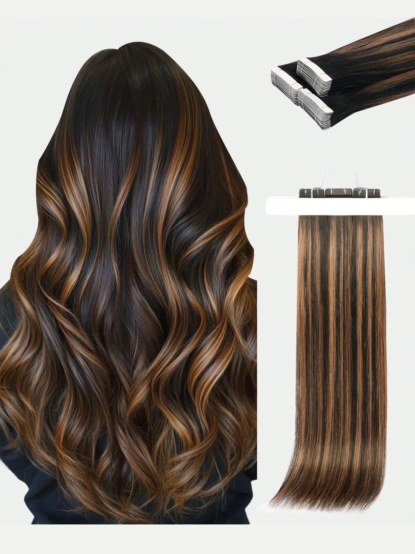 【Trial Size】Tape in Real Human Hair Extensions, 18inch 22inch Trial Size 10pcs/25g, Ombre Highlights Balayage Invisible Tape, Seamless Silky Straight Skin Add Length for Wedding Party Festival Daily Use B2/60A B4/60 T2/60A B3/9.1