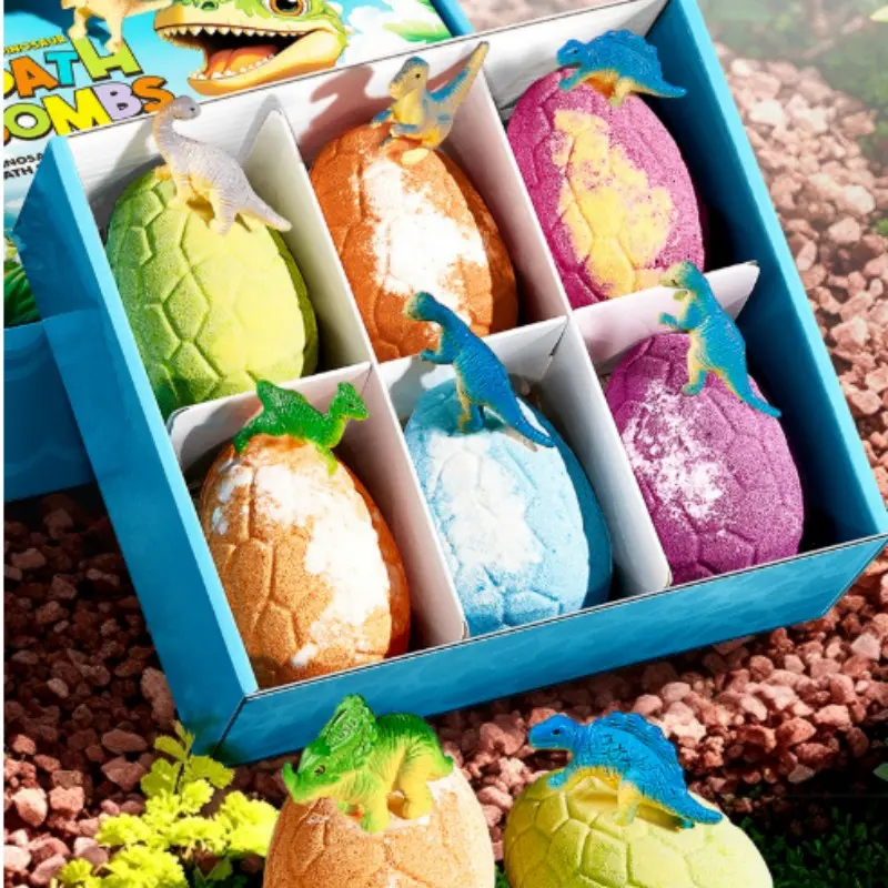 Bath Bomb Salt Ball, Quick Foaming Dissolves, Soft Foam, Hidden Toys Dinosaur, Fun Bath Time, Gift Box Packaging
