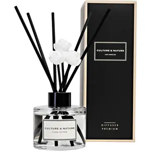Clean Cotton Scented Reed Diffuser Set, 4oz (120ml) Home Fragrance with Sticks for Bathroom Shelf Decor