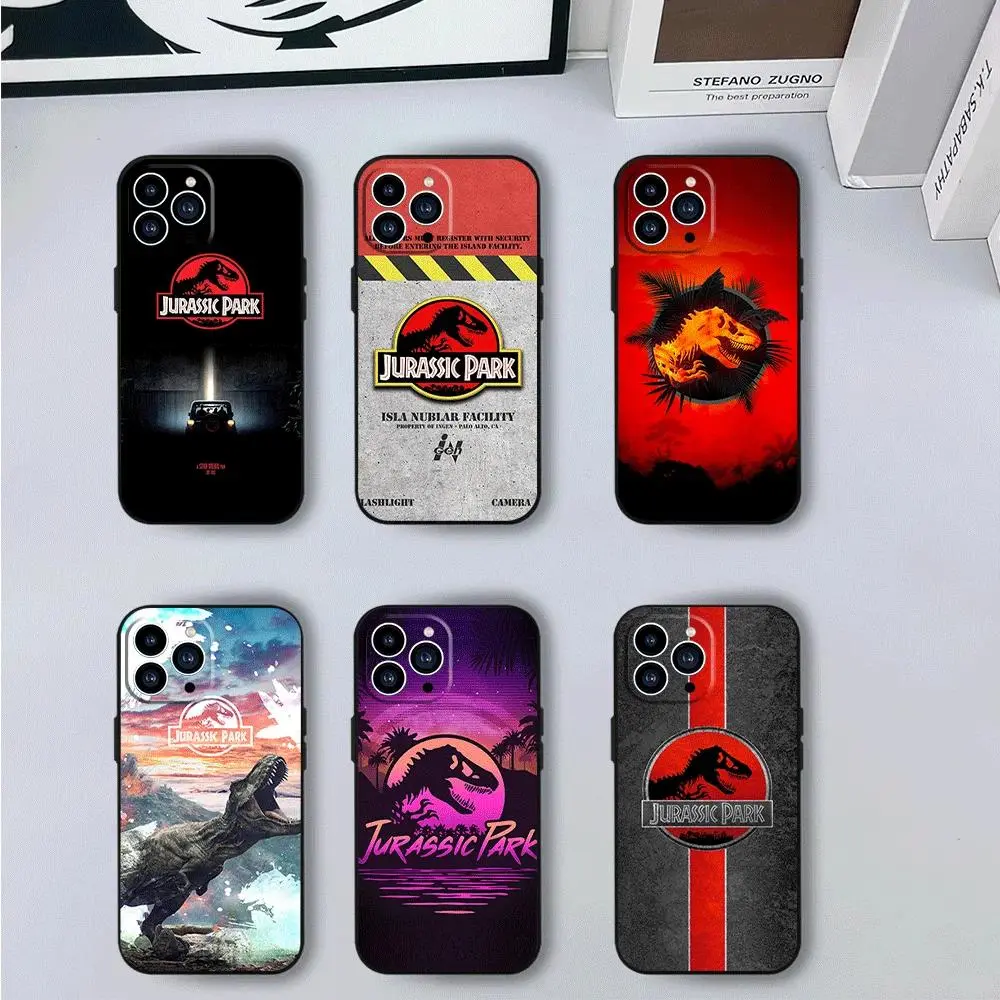 Dinosaur J-Jurassics Parks Phone Case for iPhone 17 Promax 17E 16 Plus 15 14 13 12 11 Pro 17Air & Samsung Galaxy S26 Ultra S25 S24 S23 S22 Plus FE - Anti-Fall Silicone Smartphone Shockproof Sof Protective soft Black Back Cover