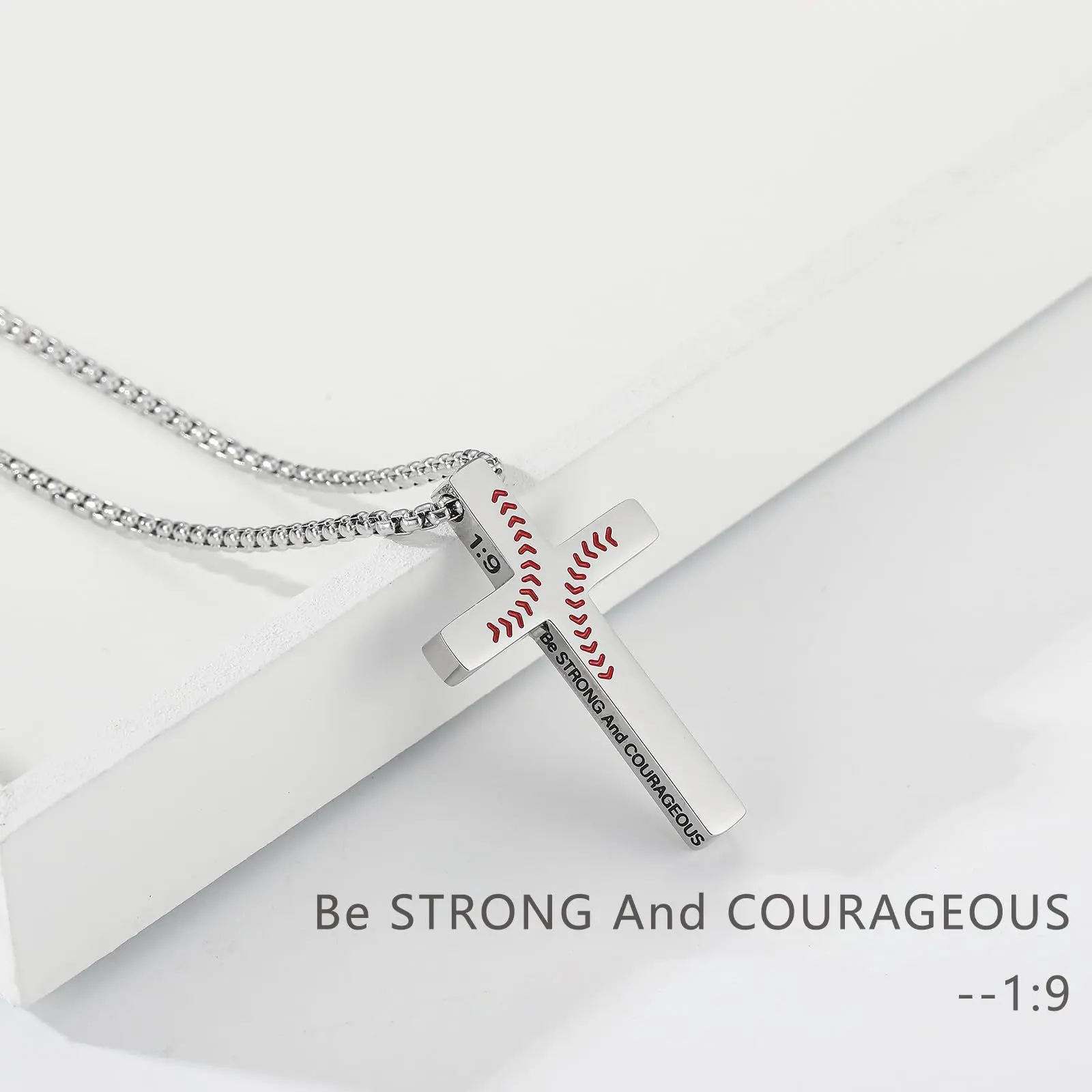 Men's Titanium Steel Cross Shape Pendant Necklace - Unisex Wear Customizable Engraved Fashion Jewelry for Everyday Use, 1-Piece
