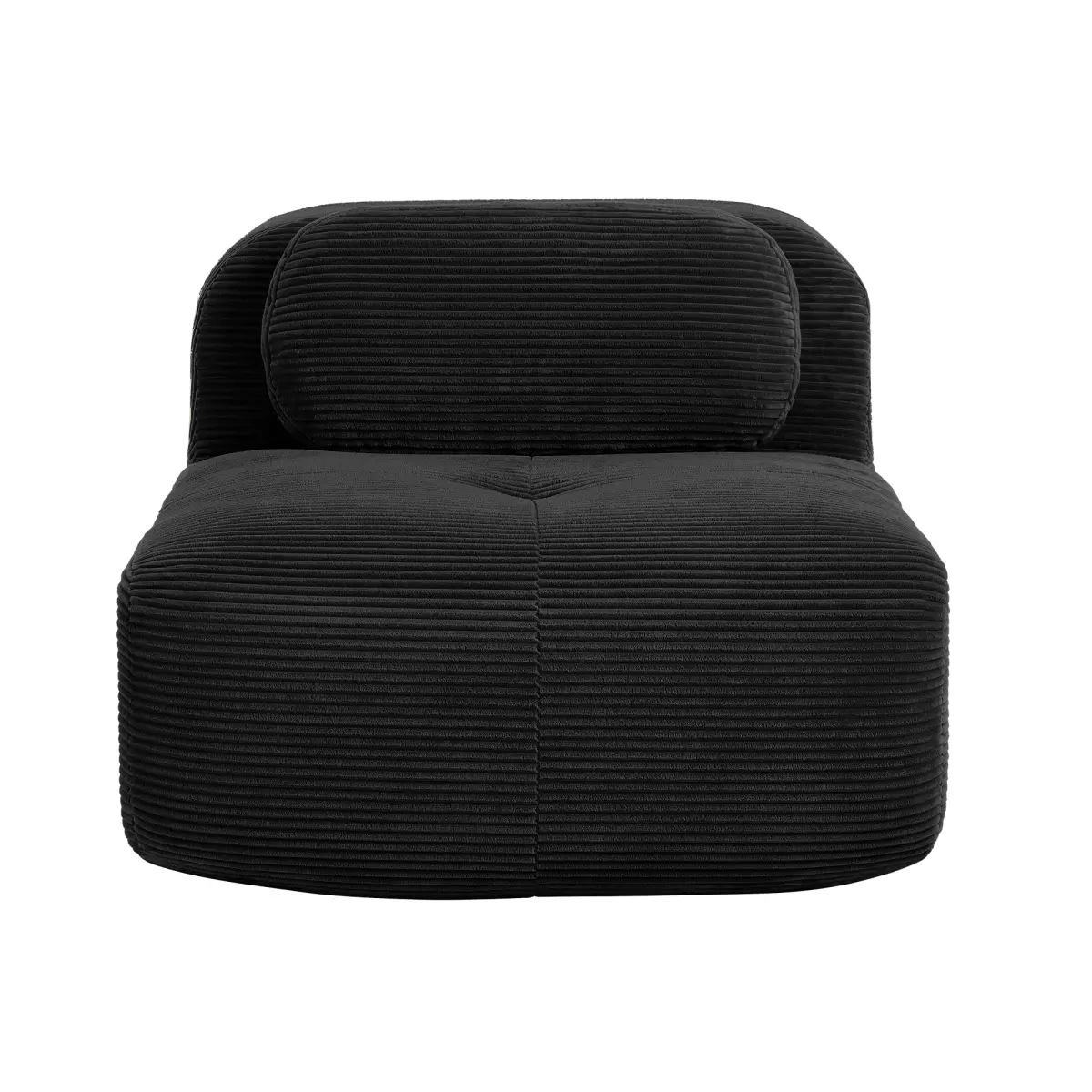 Hamlet LSF-RSF Semicircle Single Seat Corner Sofa with Curved Arms, Cotton Pillows, Ergonomic Black Corduroy Comfy Couch, Pre-Assembled Indoor Furniture, 35.43 x 40.55 x 29.53 inches (1-Person Use), One Person, Fully Assembled