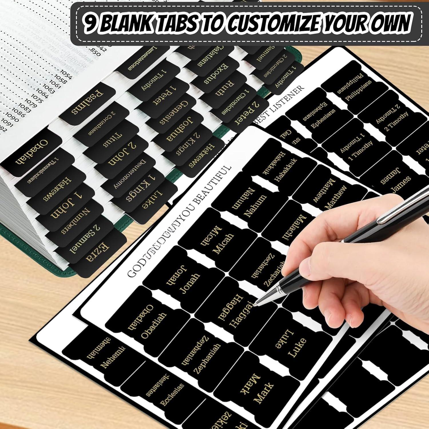 Tabs, 75 Tabs, Laminated  Index Tabs for Women and Men,  Book Tabs for Easy Navigation, Large Print Easy to Read( Foil Black)