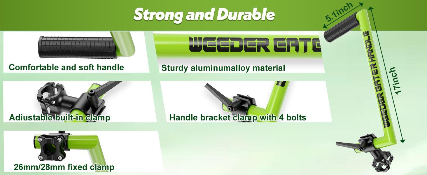 Upgraded Weed Eater Handle, Ergonomic String Trimmer Handle with Adjustable Shoulder Strap and Clamp, Weedeater Handle Extension for Lawn Care, Landscaping, and Yard Trimming Edging