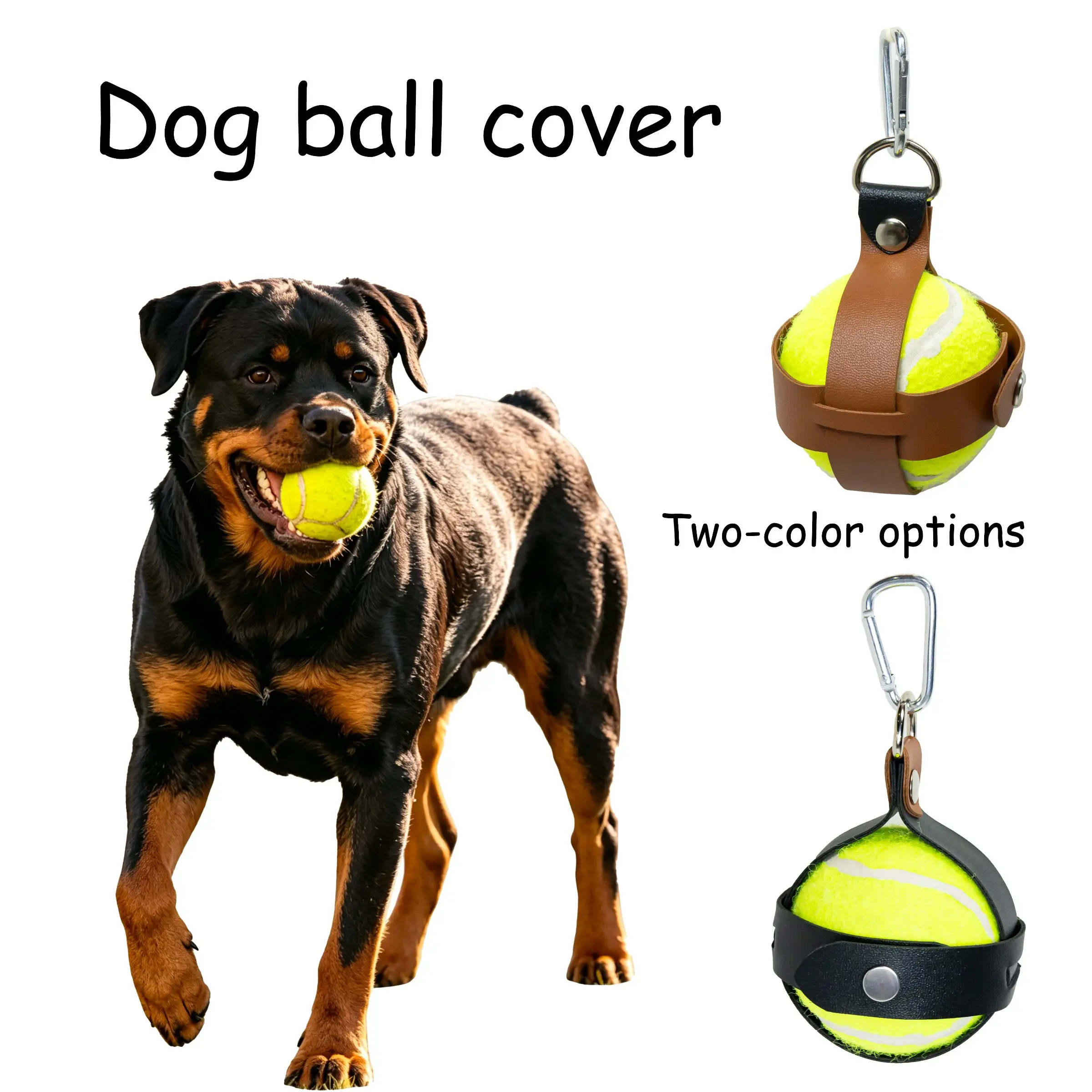 Hangable PU Material Tennis Rack with Carabiner, Hands-Free Pet Ball Holder, Durable and Flexible, Ideal for Training, Walking, Tennis, Games