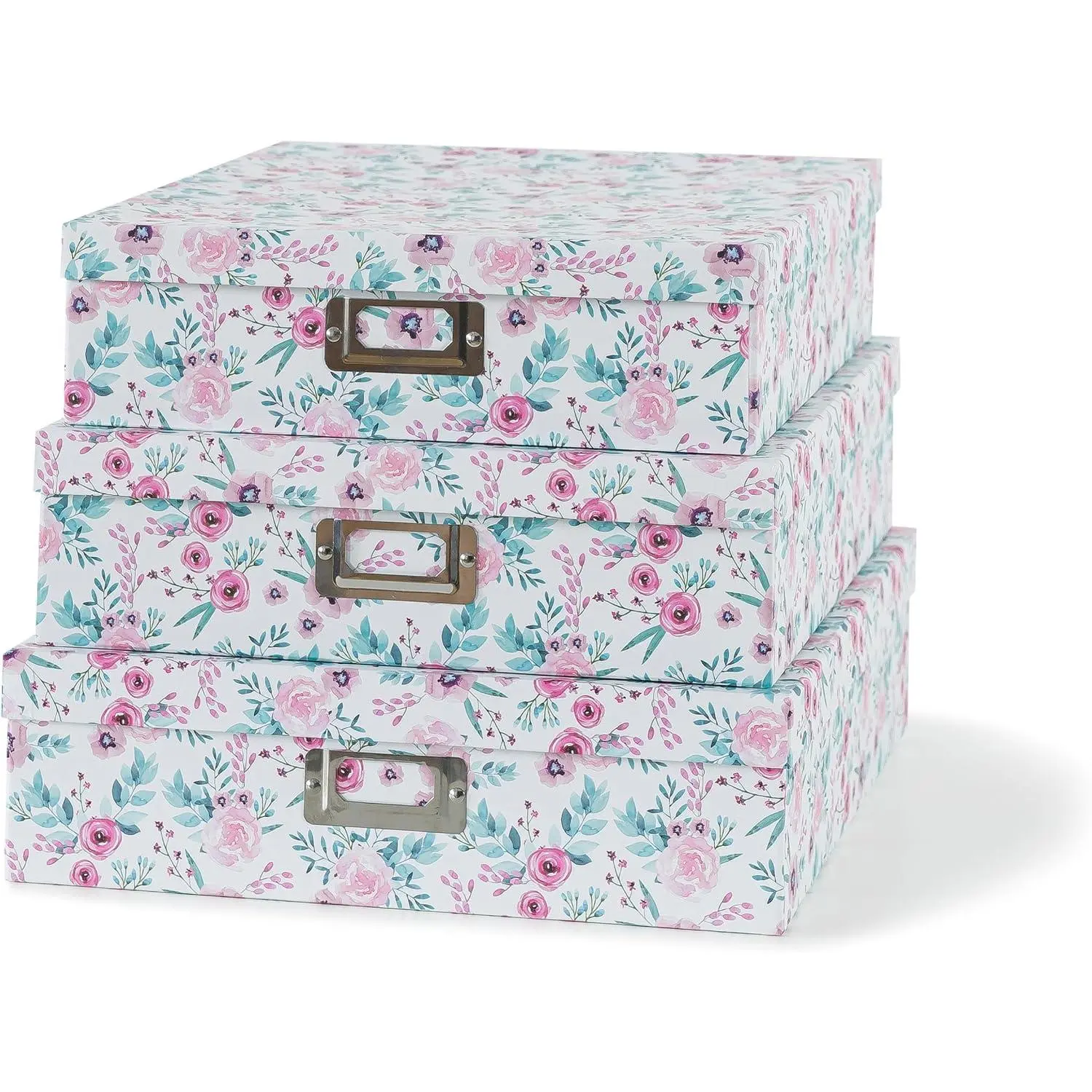 - Pretty Floral Decorative Storage Boxes with , Set of 3 | Nesting Cardboard  Box Set for Photos, Documents and Memories, Large Letter Organizers for Scrapbook Storage