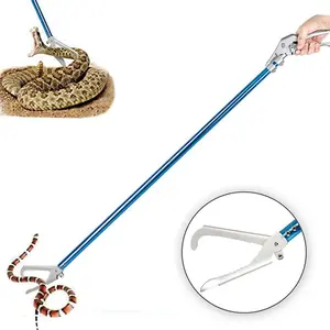 Professional Reptile Rescue Grabber Aluminum Alloy with Wide Jaw Locking Mechanism and Comfort Grip for Safe Rattlesnake Control and Removal Tool 60inch