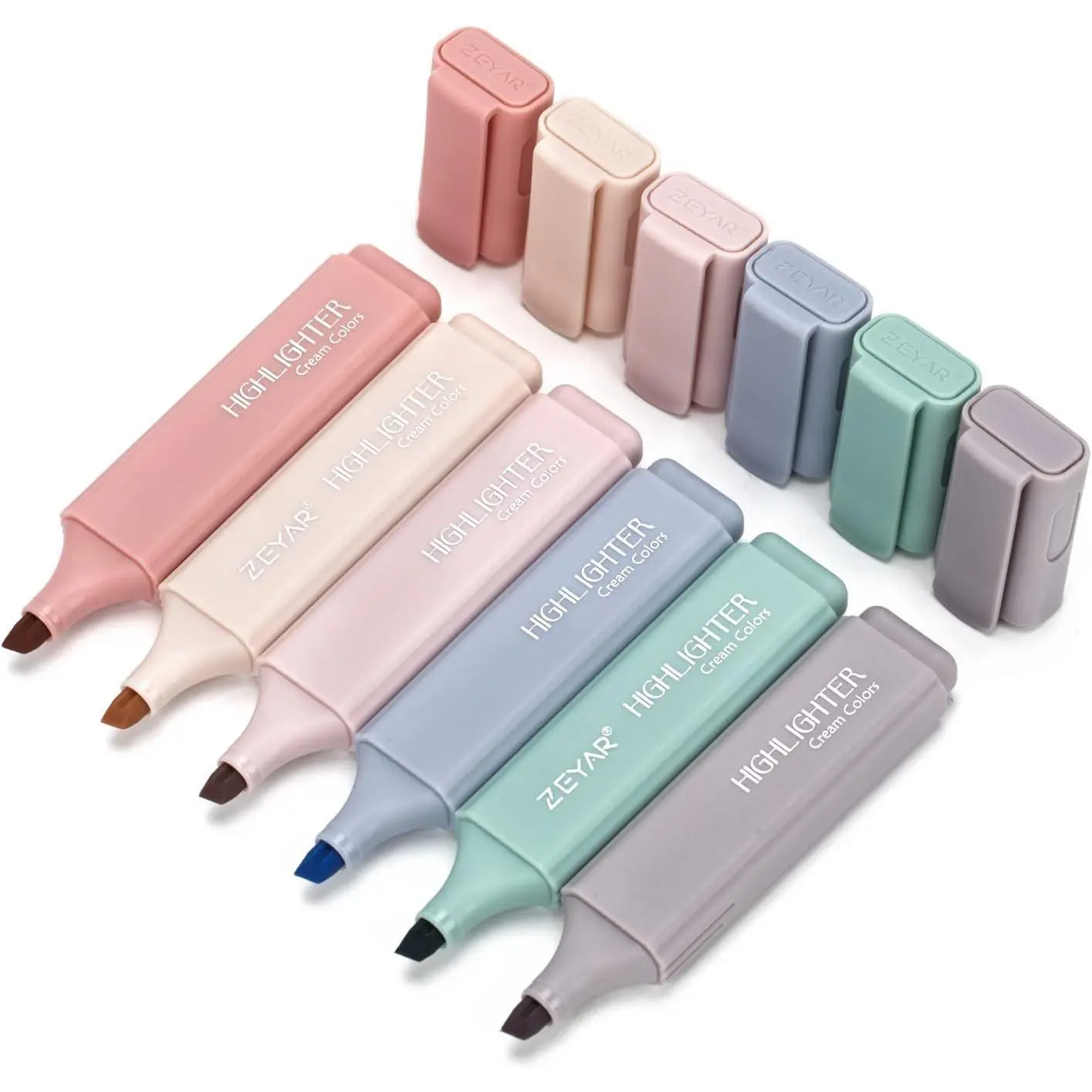 Highlighter Pen, Cream Colors Chisel Tip, Aesthetic Highlighter Marker, Water Based, Quick Dry, No Bleed, for  Study Notes Office (6 Youth Colors)