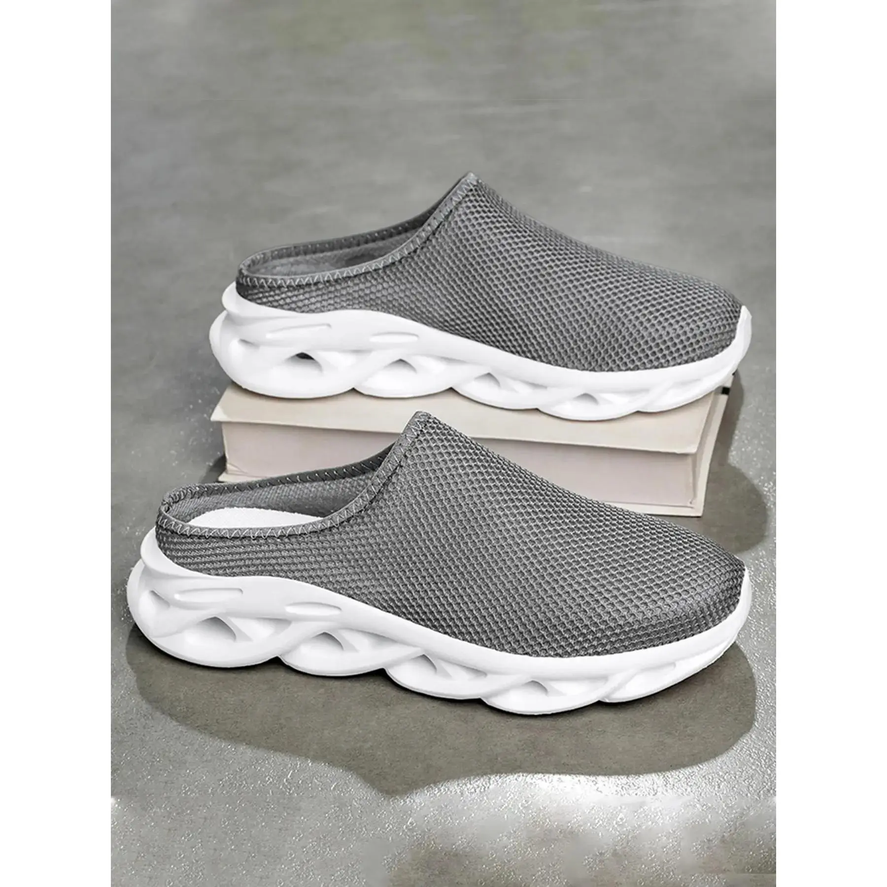 YYW1 Men's/Women's Breathable Mesh Mule, Thick Sole Flatform-on Clogs, Non-Lightweight Sandals Footwear Outdoor Beach Walking Walking Shoes, Hollow Mesh