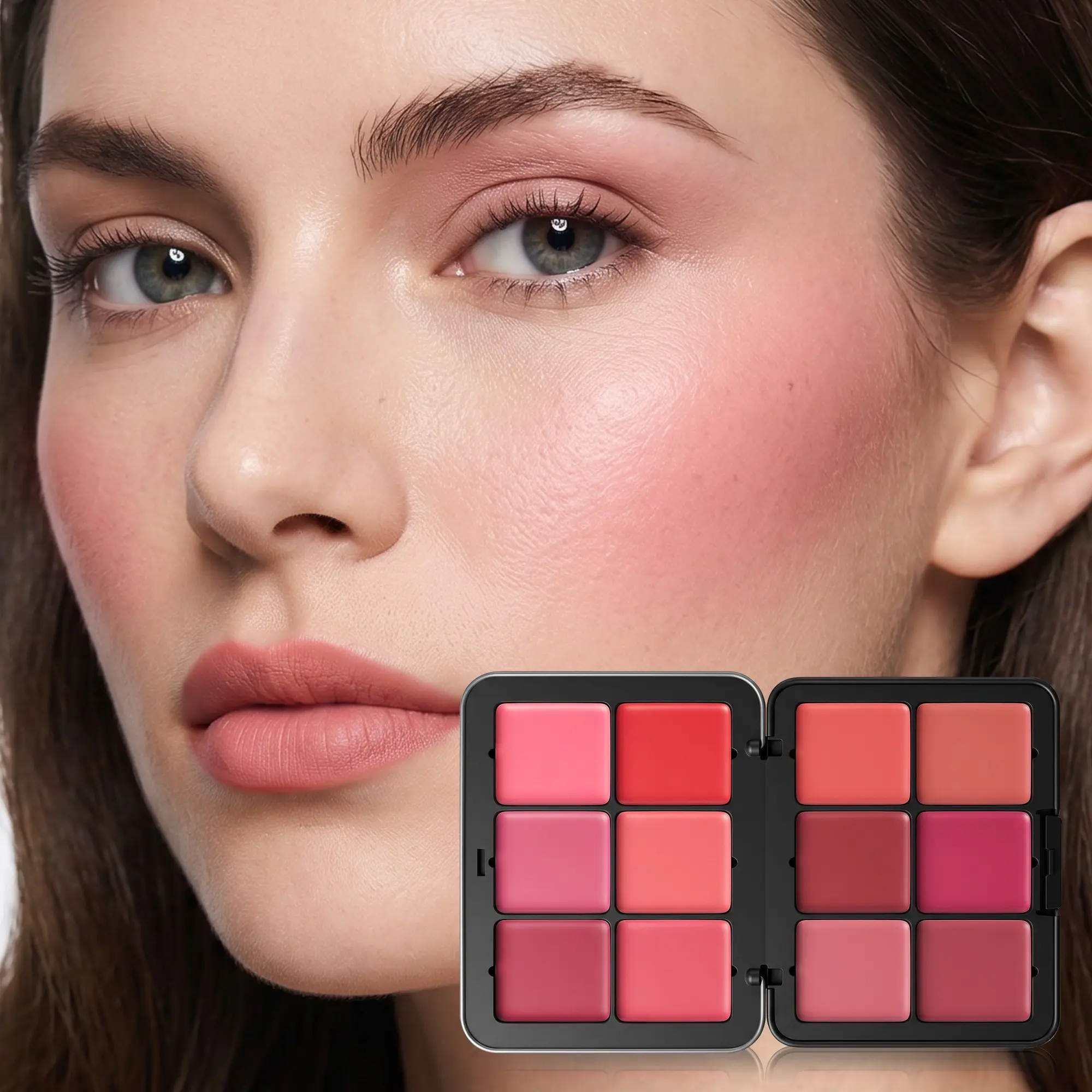 12 Colors Matte Blush Palette in Metal Tin, Multiuse Face Makeup with Concealer, Highlighter and Contour Shades, Blendable Cream Color for Cheeks and Facial Sculpting, Daily Makeup, Party, Travel and Photo Looks