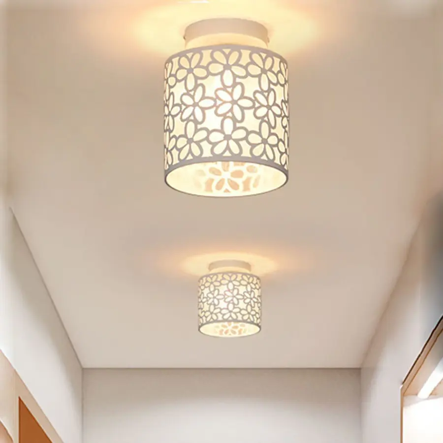 Iron Art Lattice Lampshade E27, Intricate Metal Ceiling Light, Energy Efficient G Rating, Easy Ceiling Mount Installation, Decorative Lights