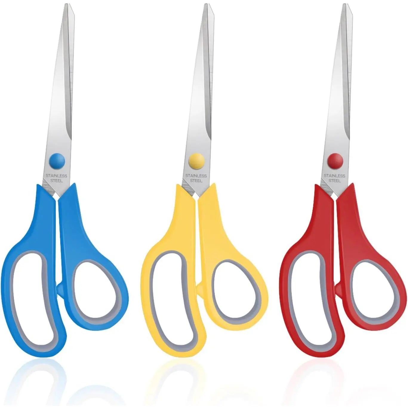 3 Packs 8" Sewing Craft Scissors Bulk Multipurpose Heavy Duty Sharp Paper Scissors All Purpose Stainless Steel Scissors for Home Office Student Teacher Supplies