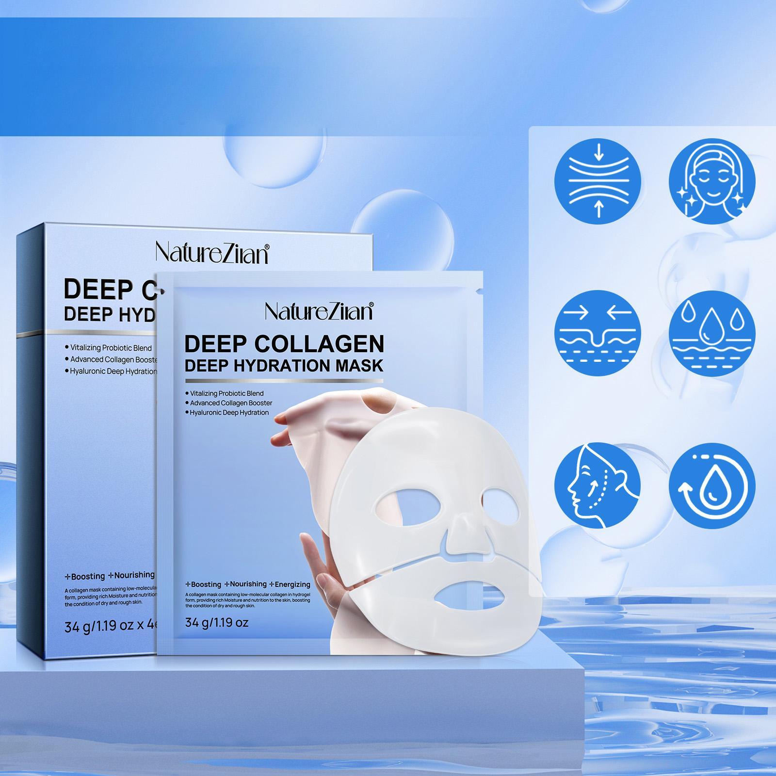 NatureZiran Deep COLLAGEN DEEP HYDRATION MASK 4 Packs, Daily skin care mask, deep moisturising and hydrating, suitable for all skin types