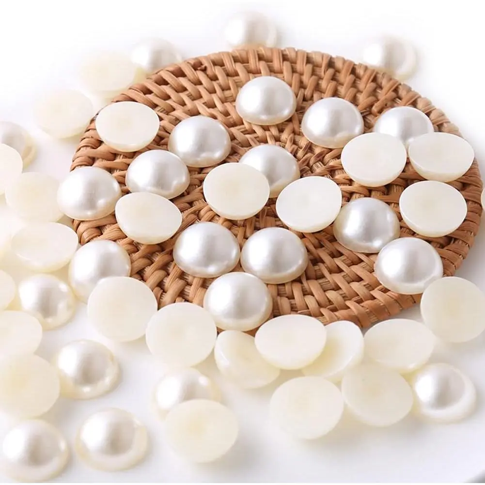 14mm Faux Half Round  Flatback  Beads for DIY Crafts