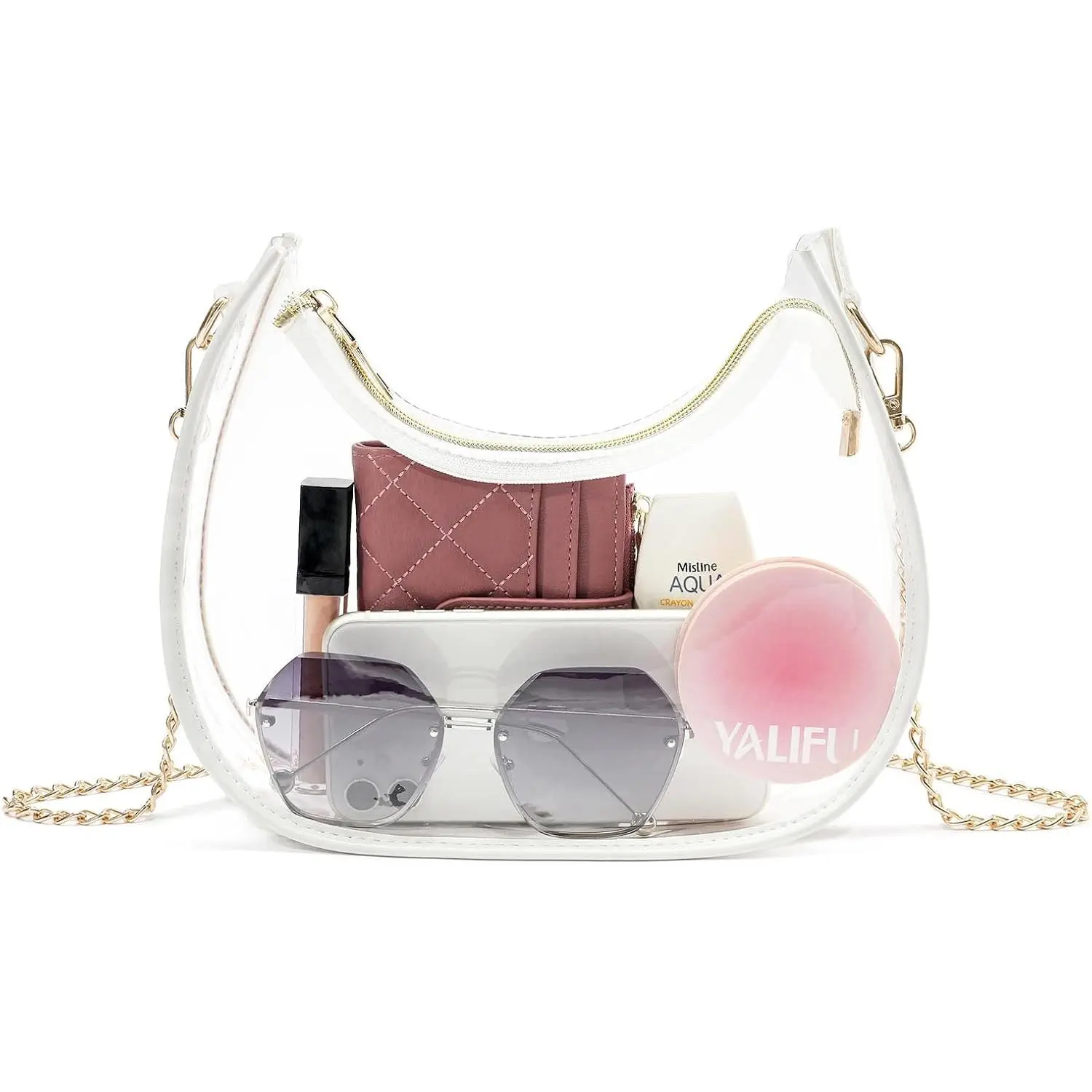 Clear Bag for Stadium Events, Small Crescent Underarm Purse,  Bag Handbag for Women Transparent, Concert Bag