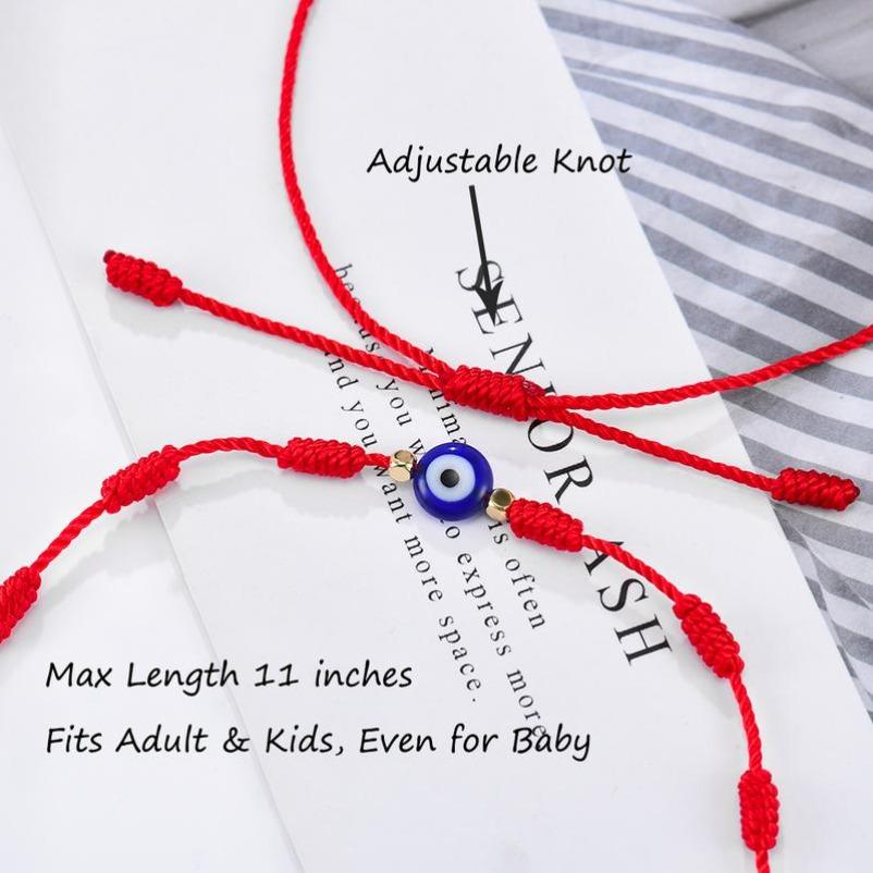 Essential! 2-Pack Adjustable Evil Eye 7-Knot Red String Bracelets | Kabbalistic Protection Amulet | Perfect for Spring Outings & Lucky Daily Wear Boho Style Bangles
