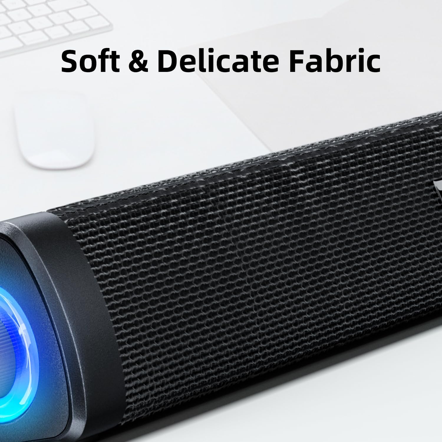 THE WELL KEPT USB Computer Speakers,Computer Speakers with 3.5 mm aux,Wired USB  & Colorful LED Lights with  Button,Surround Sound Portable SoundBar for  Laptop Phone(Black)