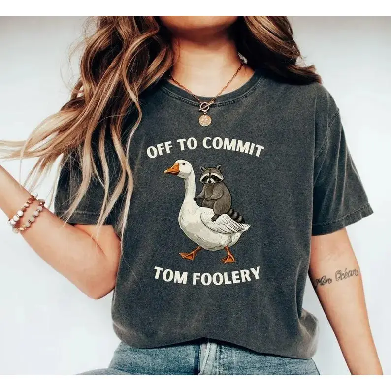 Comfort Colors Off to commit tom foolery Fun Raccoon Shirt, Graphic Raccoon Shirt, Raccoon Meme Shirt, Cozy Raccoon Shirt, Meme Tshirt