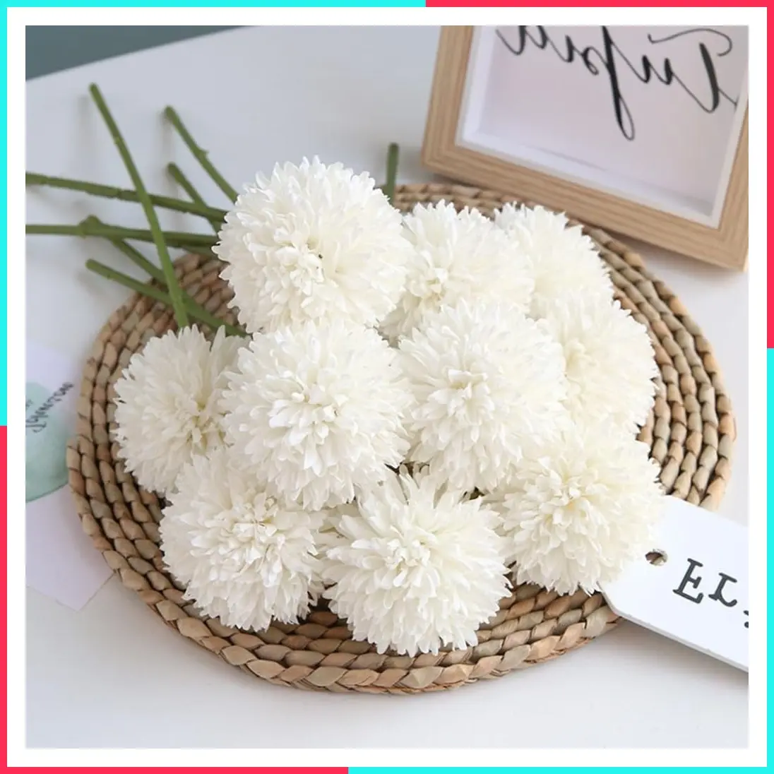 10Pcs Artificial Chrysanthemum Ball Flowers Bouquet Milk White