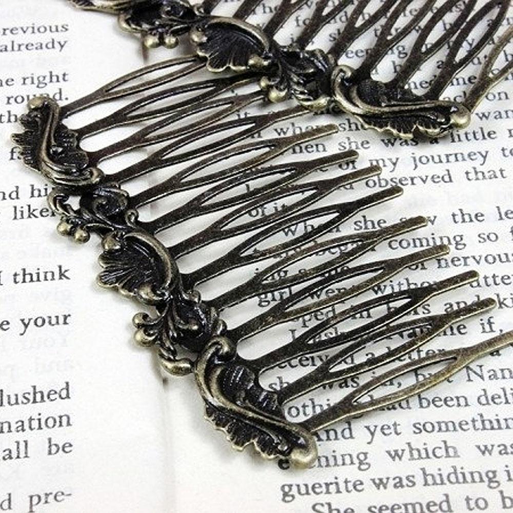 Alloy Filigree Hair Comb Setting, 1 Count Metal Handle Comb, Heatless Styling Tool for Women & Girls, Hair Styling Accessories for Daily Use, Clip In Claw