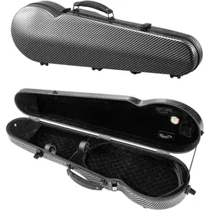VEVOR 4/4 Full Size Violin Case, Built - in Hygrometer, Lightweight Portable Travel Carrying Bag, with Plush Lining, Shoulder Straps, Anti - Scratch, Professional Oblong Shape, for Violin, Black
