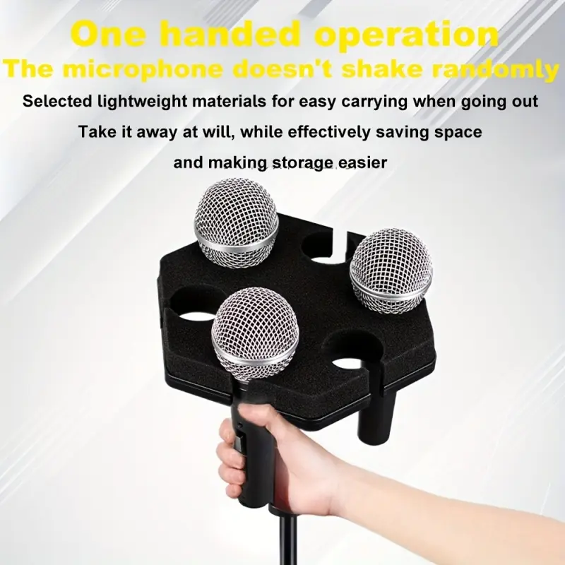 Multi microphone stand - plastic multifunctional microphone storage display, capable of accommodating 6 microphones