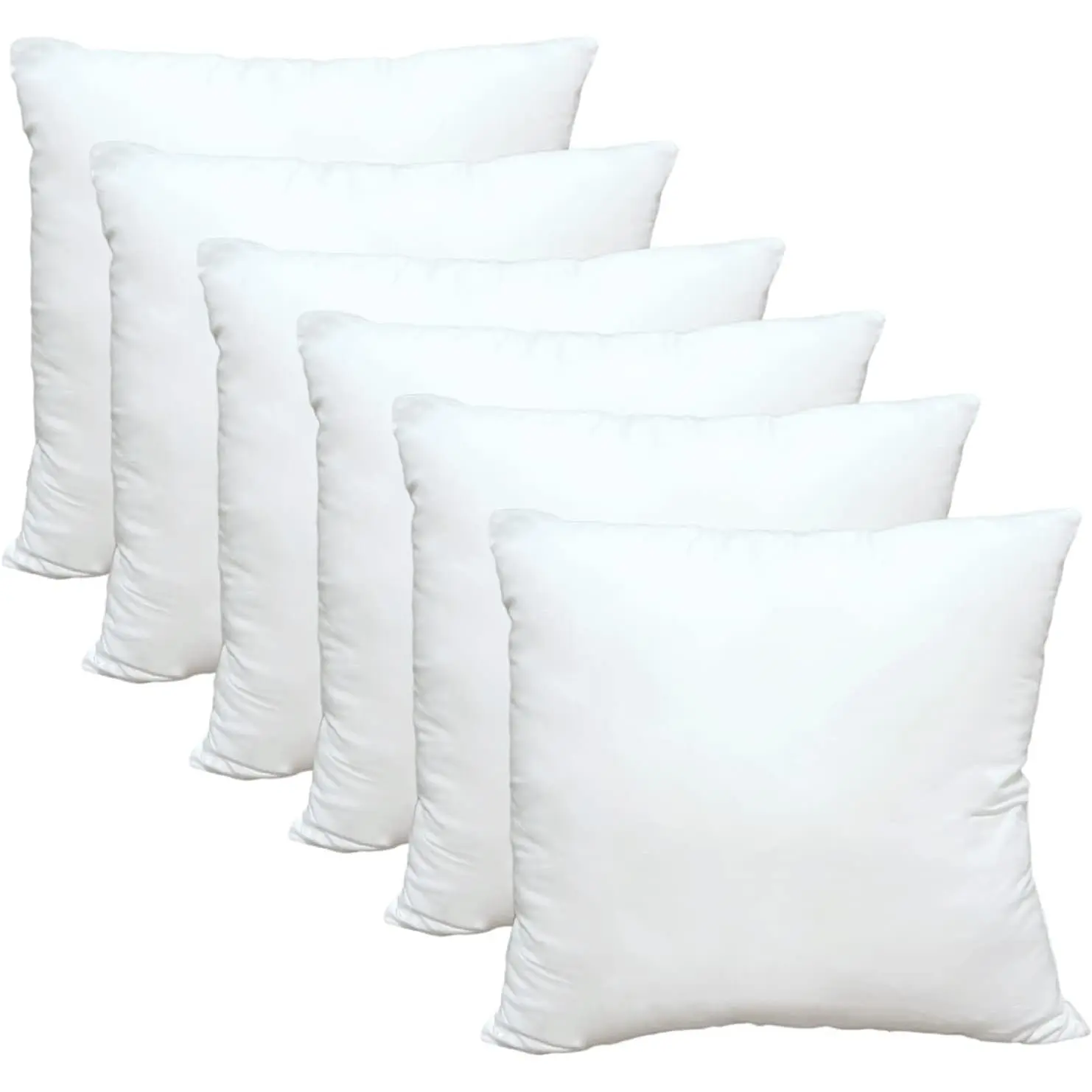 Luxury Throw Pillow Inserts, Pack of 6, 18 x 18 inches Hypoallergenic Ultra Soft White Polyester Microfiber Durable Couch Cushion Fillers