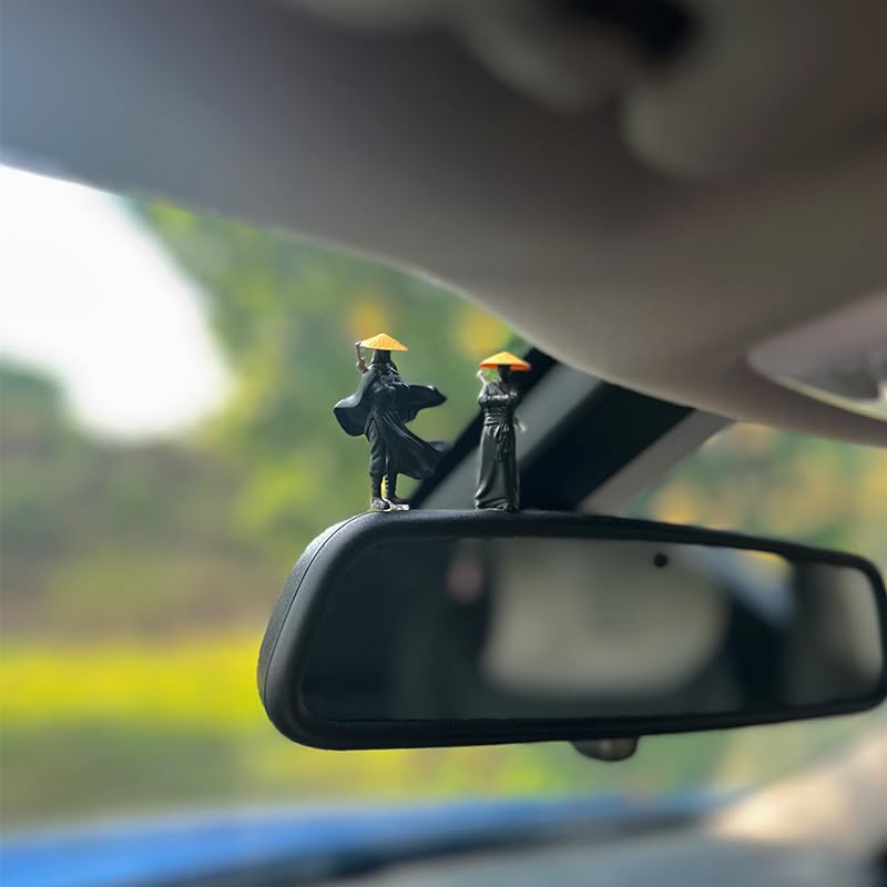 Car Interior Decoration, 2 Counts Mini Resin Swordsman Statue Ornament, Car Rearview Mirror and Dashboard Decoration, Home Office Desk Decoration, Car Desktop Decor, Car Interior Decorative Accessory, Car Trinkets