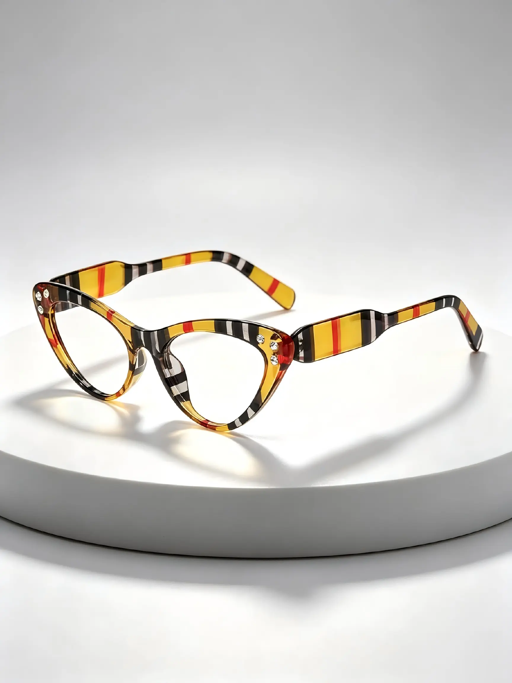 Fashion Rhinestone British Style Plain Glasses, Computer Protective Eyewear, Classic Plaid Design, Unisex Casual Sunglasses, Casual Stylish Glasses