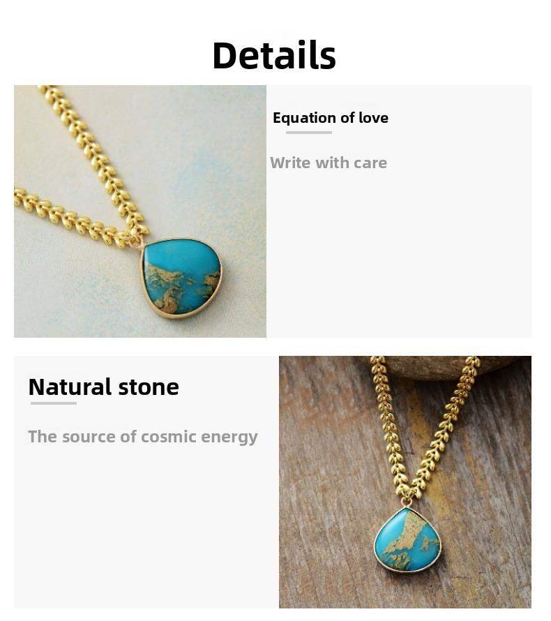 Natural Stone and Metal Pendant Necklace – Gold-Tone Copper – Stylish Layered Jewelry for Daily Wear