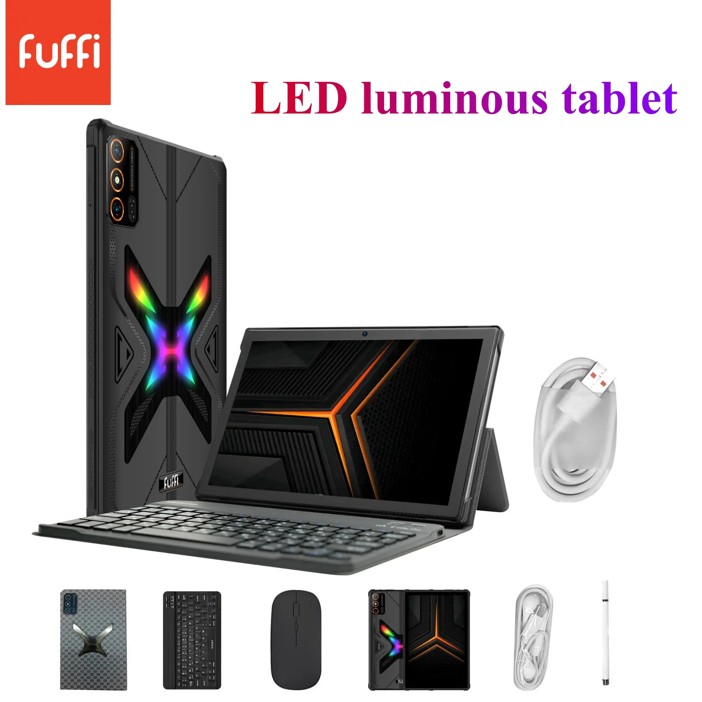 FUFFi-LED Tablet, 10.1 Inch, 4+64GB Memory, Octa-Core Processor, 4g Network, Dual Sim, Android Os, 2+5mp Camera, 5000mah Battery
