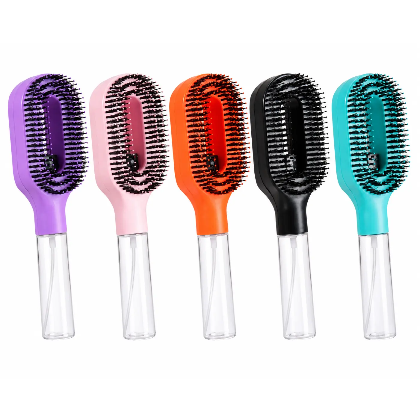 Ergonomic Handle Spray Detangler Comb - 1-Press Water Spraying Design, Anti-Flyaway, Anti-Frizz Brush For All Hair Types, Detangling Hair Brush, Anti Tangling Brush