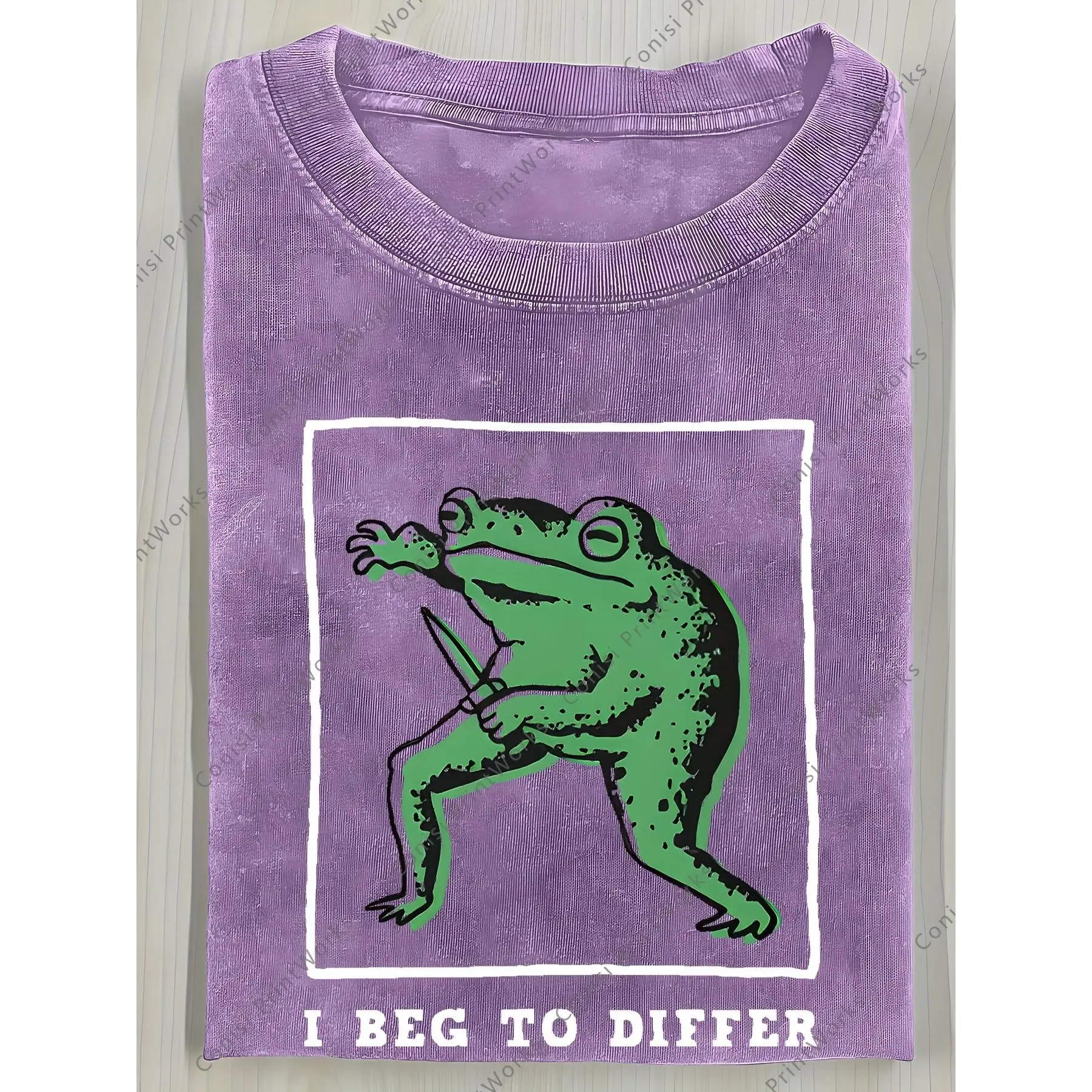 Vintage Wash Frog With Knife Graphic Tee Acid Wash Aesthetic Heavyweight Premium Cotton Tshirt Front Print Funny Meme Slogan Letter T Shirt Women Short Sleeve Crewneck Top Best Gift Men Loose Casual Top Oversized Trendy