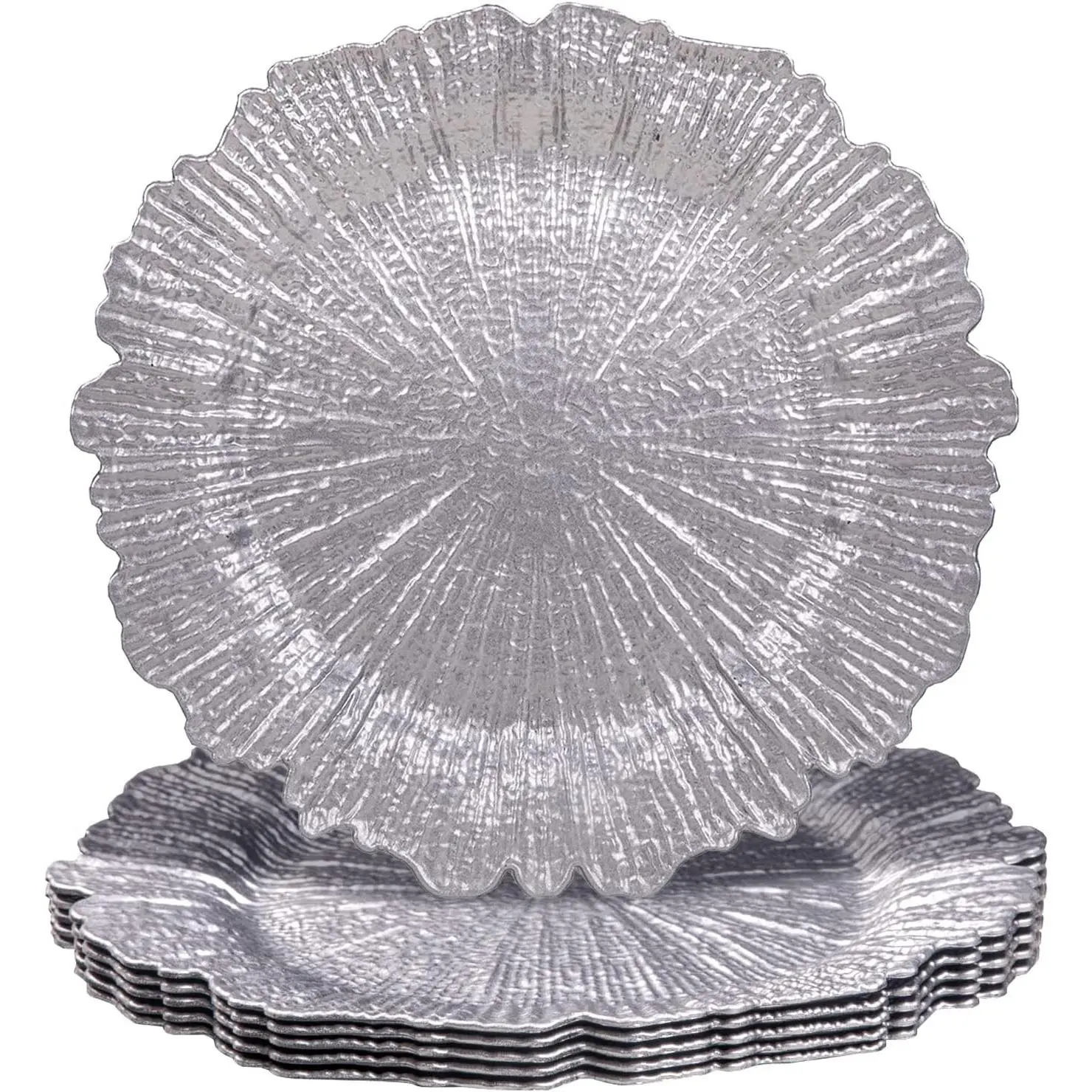 Round 13"  Charger Plates, Reef Plate Chargers Set of 6, Plastic Table Chargers for Dinner Plates, Wedding, Thanksgiving, Christmas