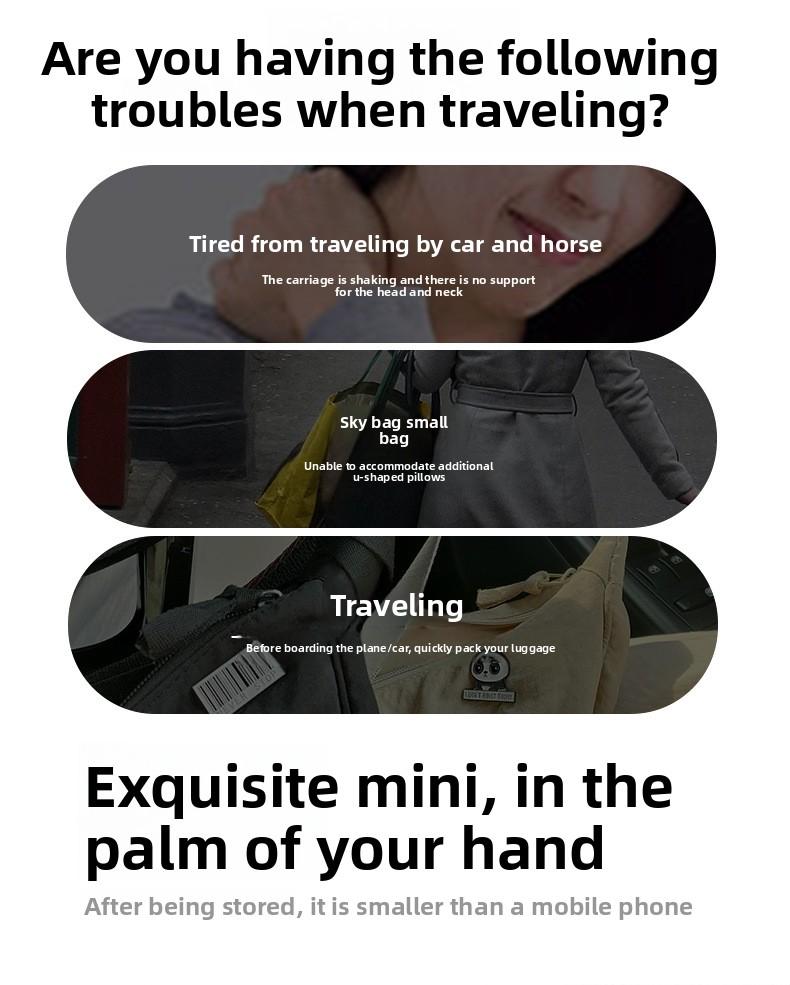 Inflatable U Shaped Neck Pillow for Travel Neck Support Portable Collapsible Travel Pillow for Airplane Car Train Comfortable Neck Cushion