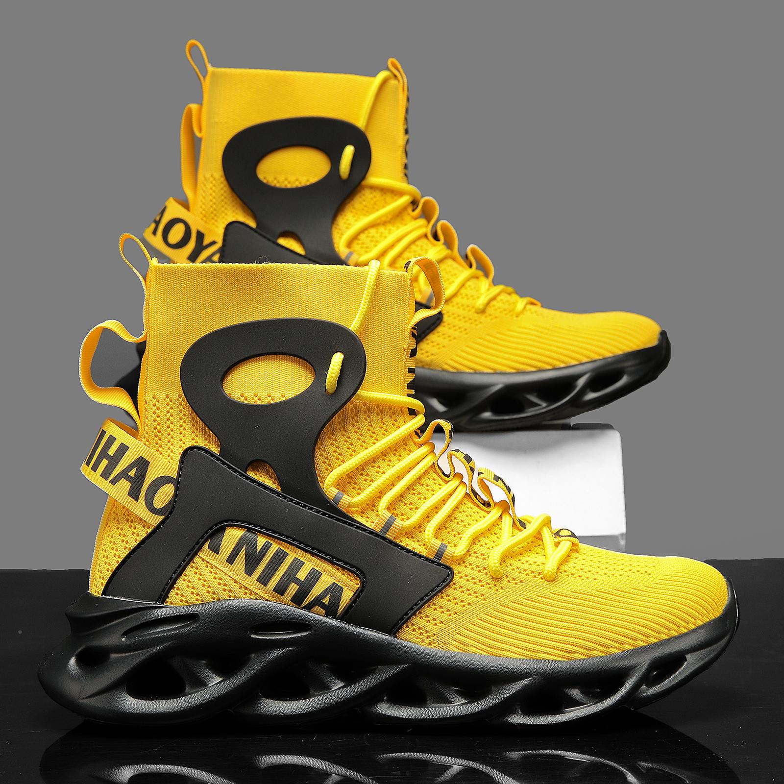 Men's Top Shock Absorption Type Shoes, Breathable Lace Up Non-Shoes Jogging Walking