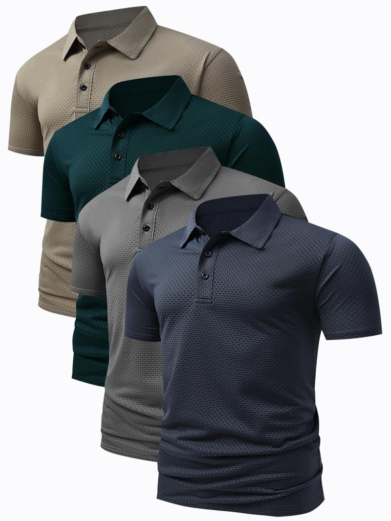Men's Solid Color Polo Shirt, Regular Fit Casual Short Sleeve Collared Top for Summer, Fashion Men's Clothes for Daily Wear