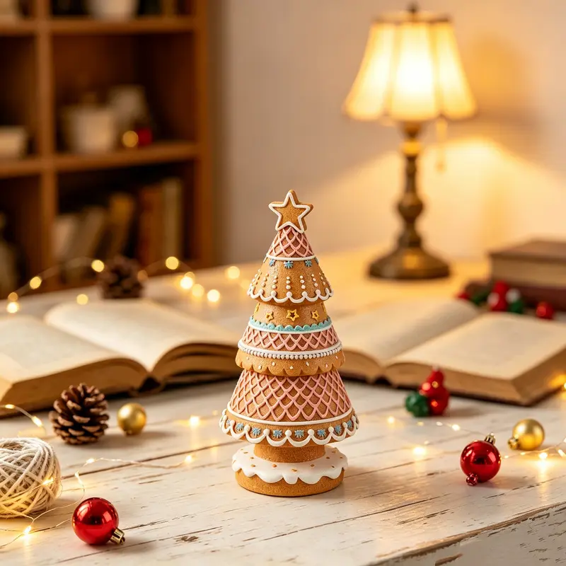 1 piece of cartoon gingerbread Christmas tree ornament in a sweet and warm style, sturdy, waterproof, durable, and easy to store, suitable for home living rooms, office desks, and window displays, ideal as a children's reward or holiday gift